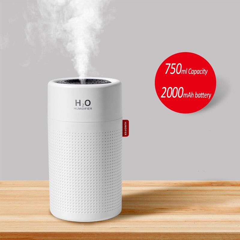 Wireless Air Humidifier USB Portbale Aroma Diffuser 2000mAh Battery Rechargeable Umidificador Essential Oil Humidificador